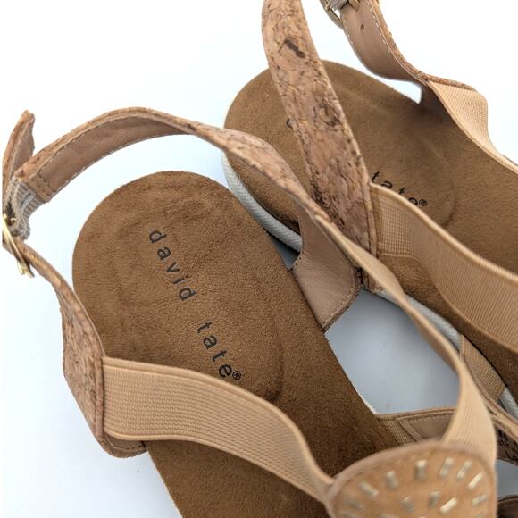 David Tate Quilt Slingback Embellished Strappy Sandals Brown Size 8.5W EU39 - Picture 9 of 11